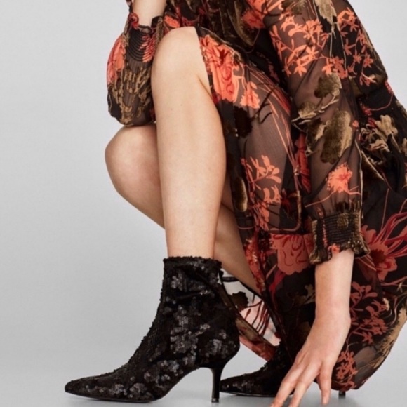 Zara Shoes - Zara | Sequin Velvet Dance Boots
